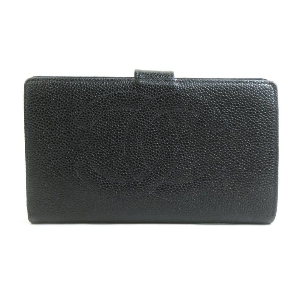 CHANEL Authentic Black Caviar Leather Wallet